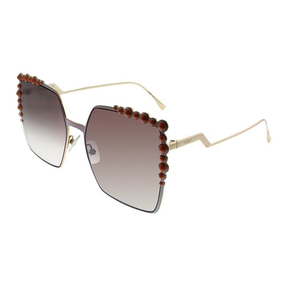 NEW w/case! Goldtone Studded-Rim Square Sunglasses main image 10
